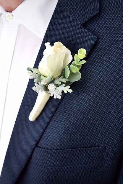 Bordeaux Bride Bouquet and Groom Boutonniere