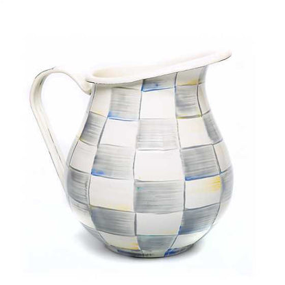 Hydrangeas in MacKenzie-Childs Sterling Check Enamel Pitcher