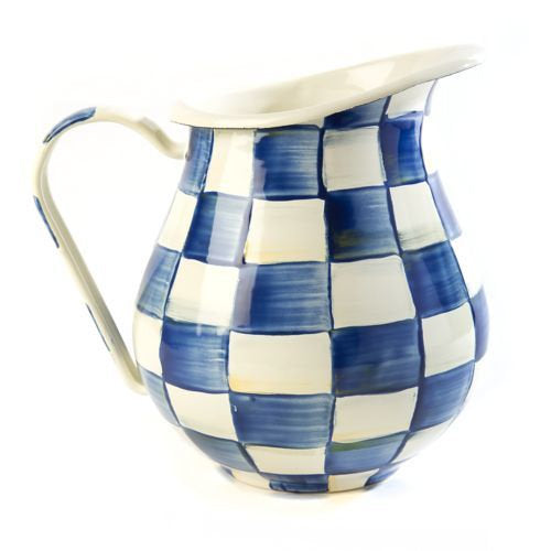 Artificial Tulips in MacKenzie-Childs Royal Check Enamel Pitcher