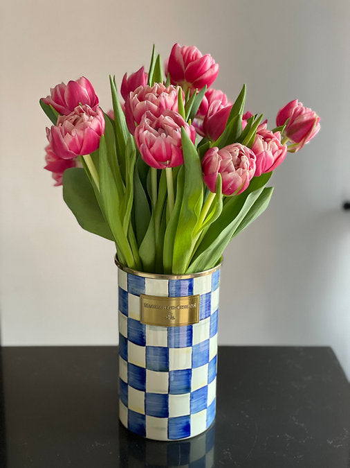 MacKenzie-Childs Royal Check Utensil Holder Tulips in Vase