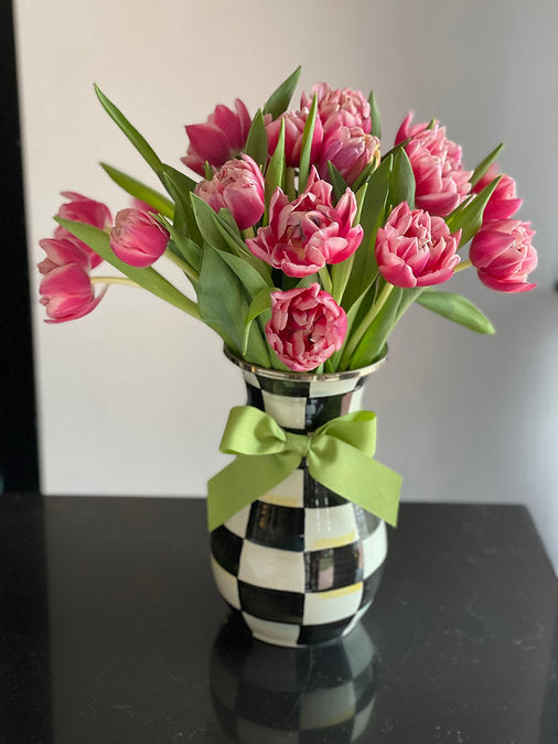 Tulips in MacKenzie-Childs Tall Vase