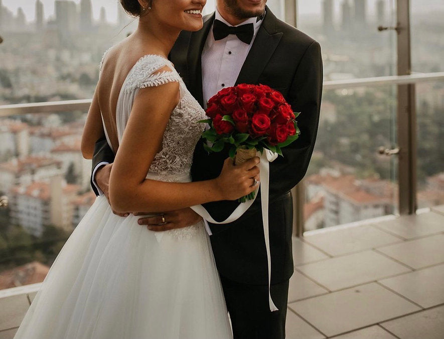 Paris Bride Bouquet and Groom Boutonniere