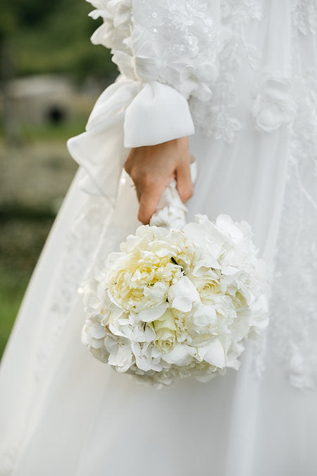 Bordeaux Bride Bouquet and Groom Boutonniere