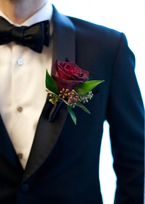 Paris Bride Bouquet and Groom Boutonniere