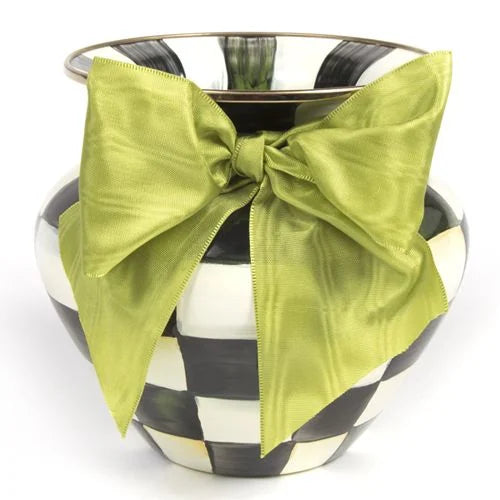 MacKenzie-Childs Courtly Check Large Enamel Green Bow Bouquet in Vase